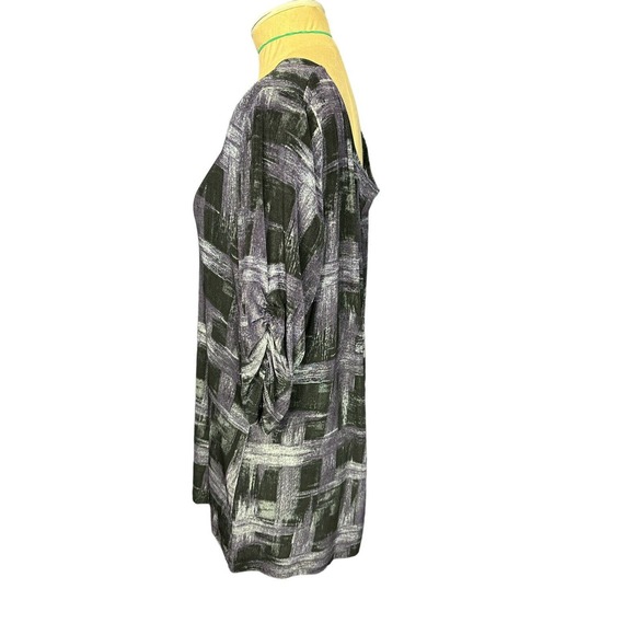 Chicos Travelers Top Shirt Slinky 3/4 Sleeve Round Black Geometric Print Size 3 - Picture 3 of 5